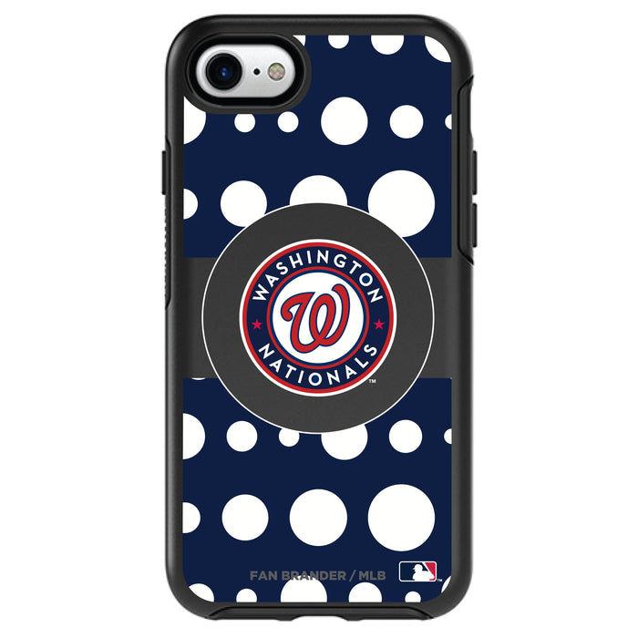 OtterBox Black Phone case with Washington Nationals Primary Logo and Polka Dots Design