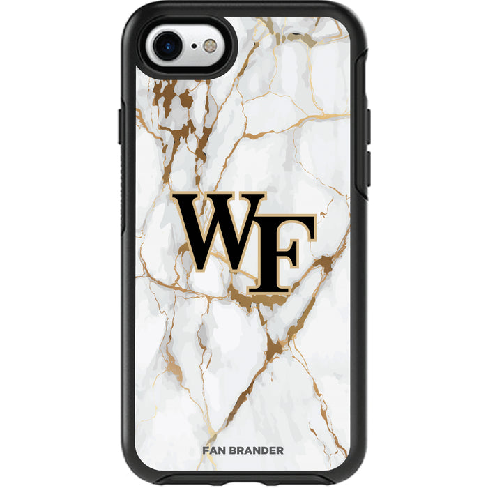 OtterBox Black Phone case with Wake Forest Demon Deacons Tide White Marble Background