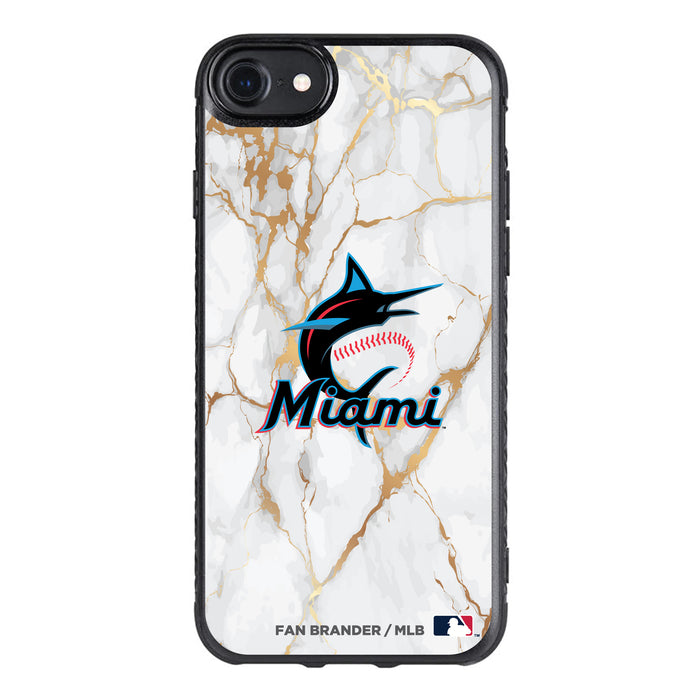 Fan Brander Black Slim Phone case with Miami Marlins White Marble design