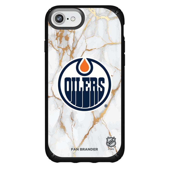 Speck Black Presidio Series Phone case with Edmonton Oilers White Marble design