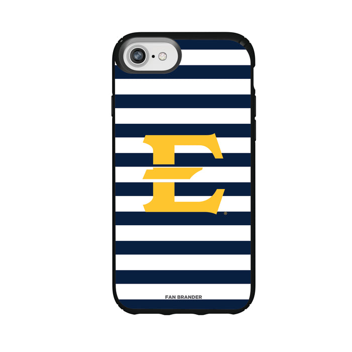 Speck Black Presidio Series Phone case with Eastern Tennessee State Buccaneers Primary Logo and Striped Design