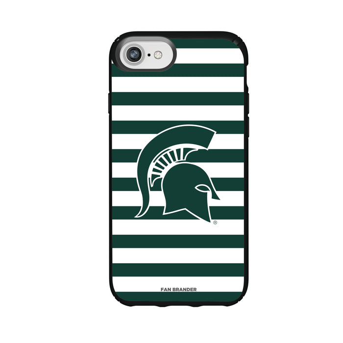 Speck Black Presidio Series Phone case with Michigan State Spartans Primary Logo and Striped Design