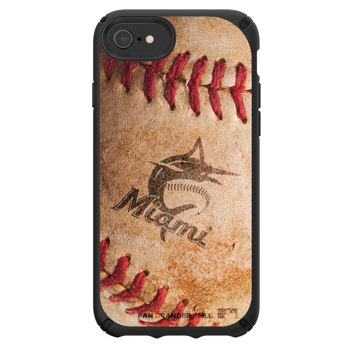 Speck Black Presidio Series Phone case with Miami Marlins Primary Logo with Baseball Design