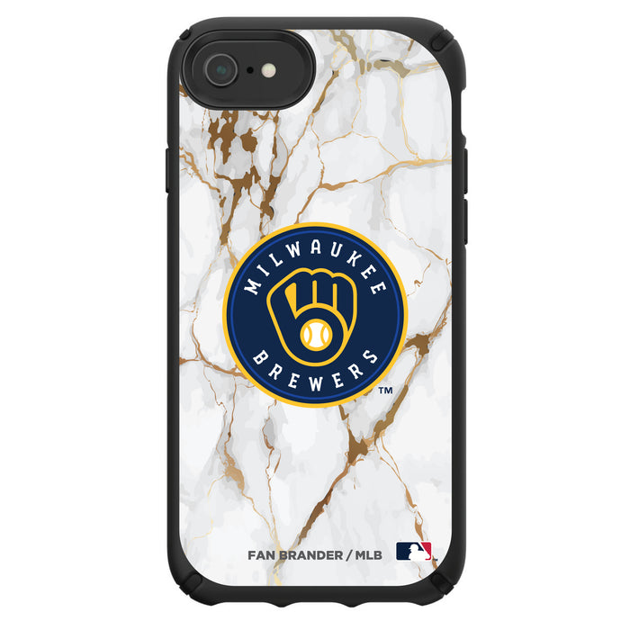 Speck Black Presidio Series Phone case with Milwaukee Brewers Primary Logo with White Marble
