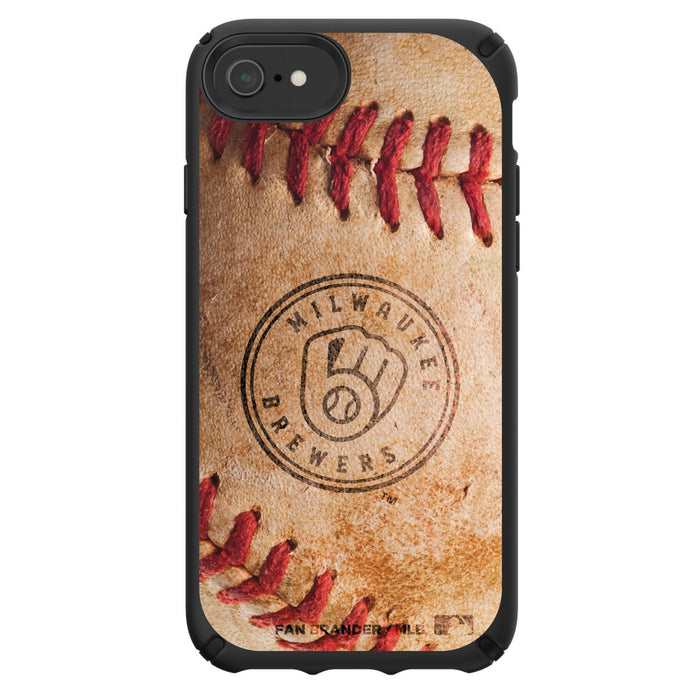 Speck Black Presidio Series Phone case with Milwaukee Brewers Primary Logo with Baseball Design
