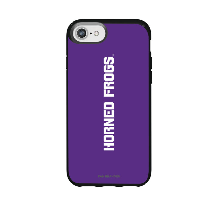 Speck Black Presidio Series Phone case with Texas Christian University Horned Frogs Wordmark Design