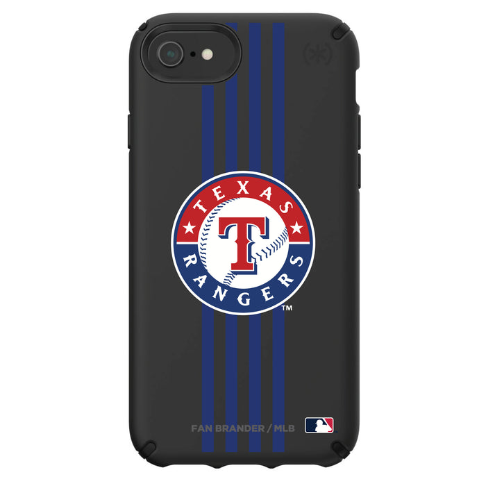 Speck Black Presidio Series Phone case with Texas Rangers Primary Logo with Vertical Stripes