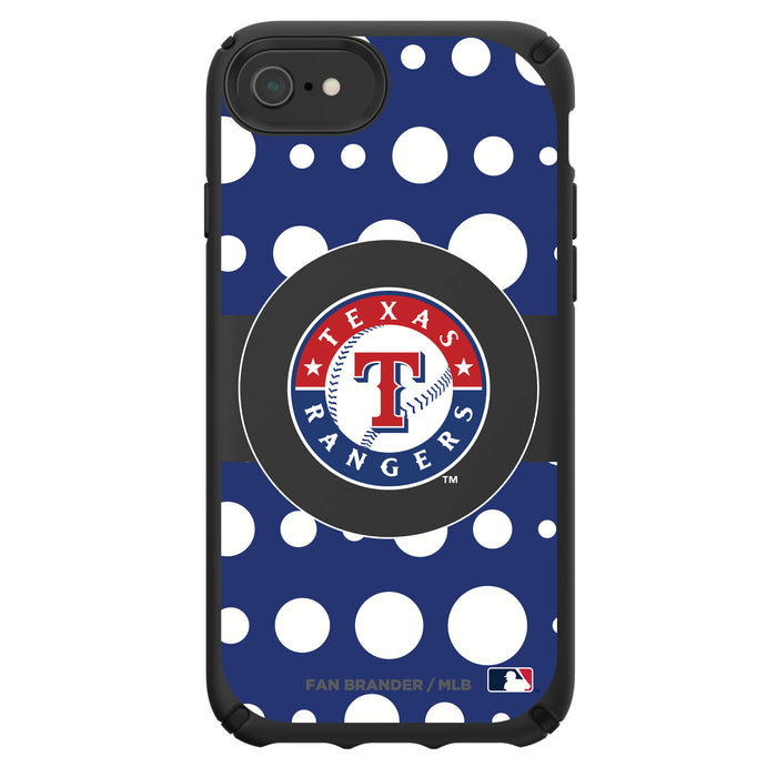 Speck Black Presidio Series Phone case with Texas Rangers Primary Logo with Polka Dots