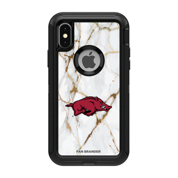 OtterBox Black Phone case with Arkansas Razorbacks White Marble Background