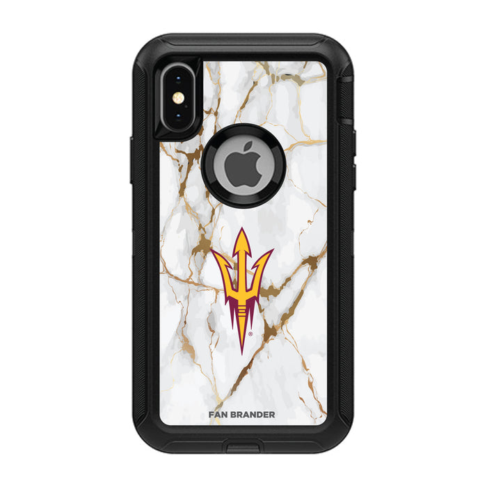 OtterBox Black Phone case with Arizona State Sun Devils Tide White Marble Background