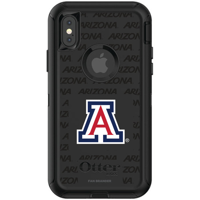 OtterBox Black Phone case with Arizona Wildcats Primary Logo on Repeating Wordmark Background