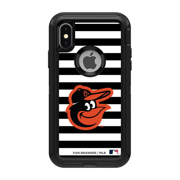 OtterBox Black Phone case with Baltimore Orioles Primary Logo and Striped Design