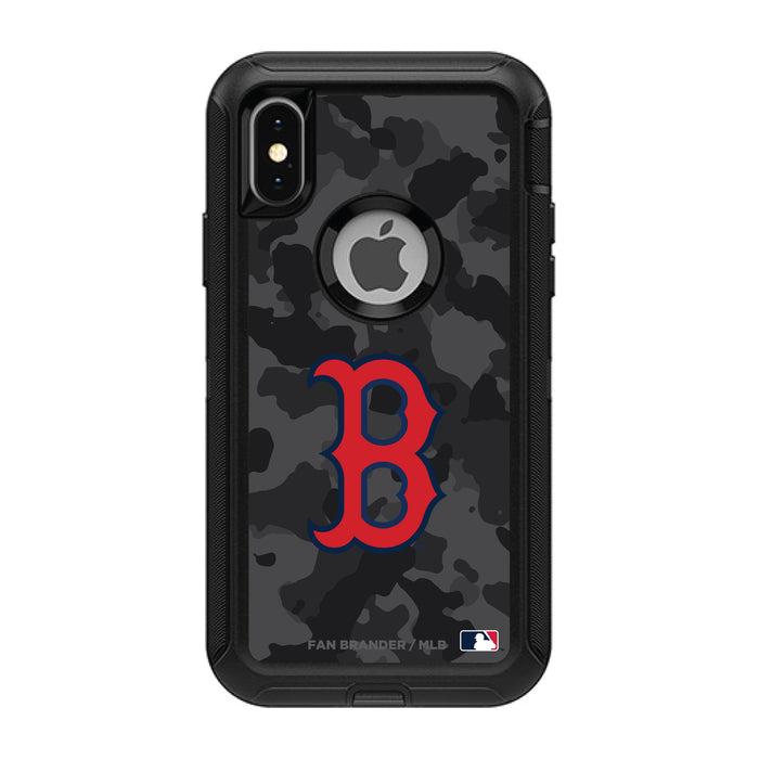OtterBox Black Phone case with Boston Red Sox Primary Logo Urban Camo background
