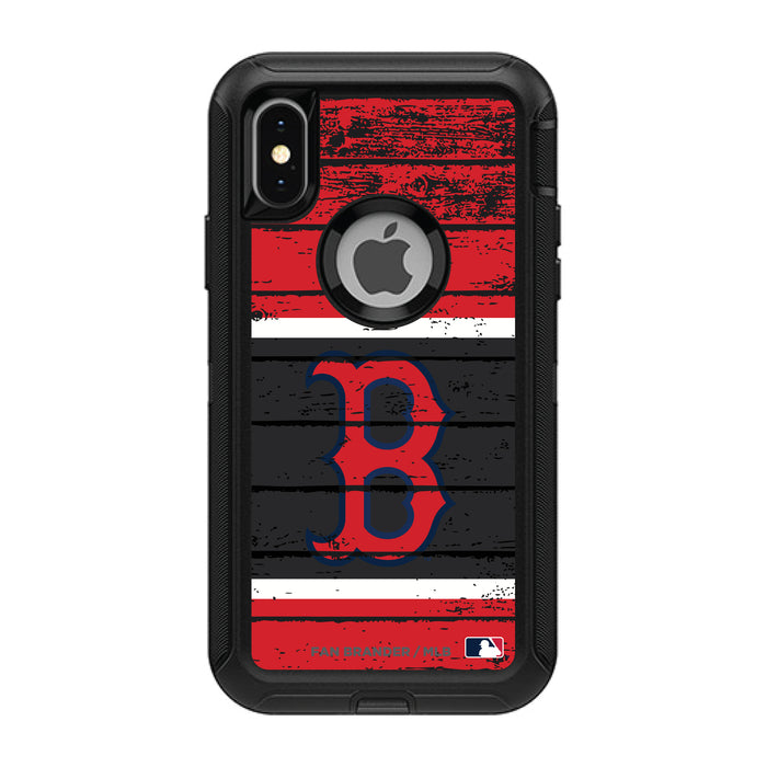 OtterBox Black Phone case with Boston Red Sox Primary Logo on Wood Design