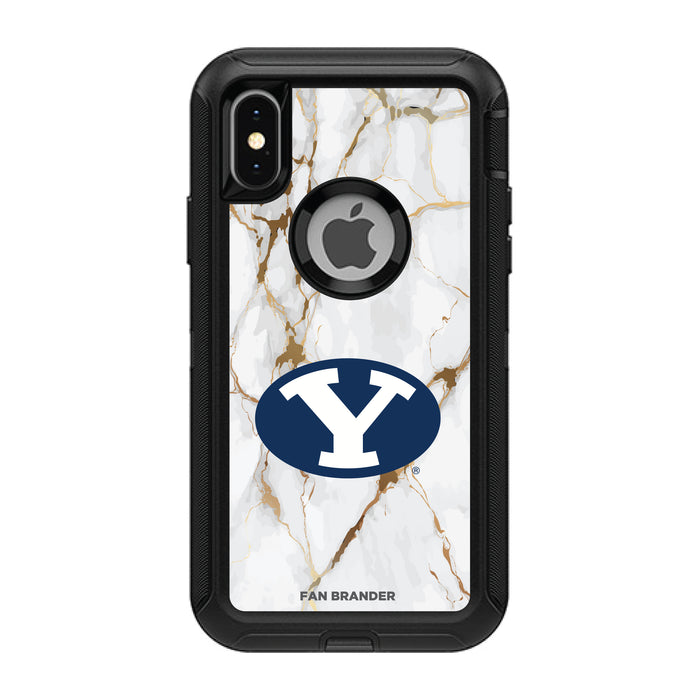 OtterBox Black Phone case with Brigham Young Cougars White Marble Design
