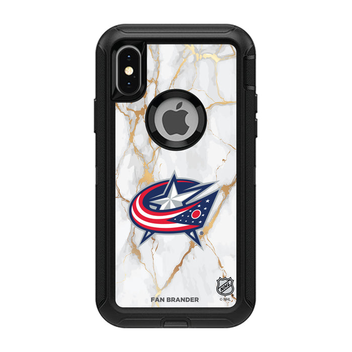 OtterBox Black Phone case with Columbus Blue Jackets White Marble design