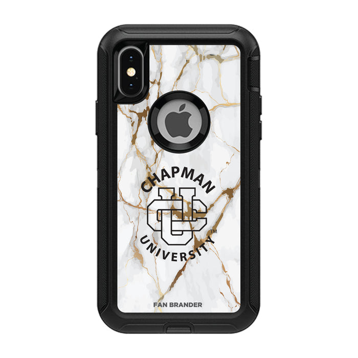 OtterBox Black Phone case with Chapman Univ Panthers Tide White Marble Background