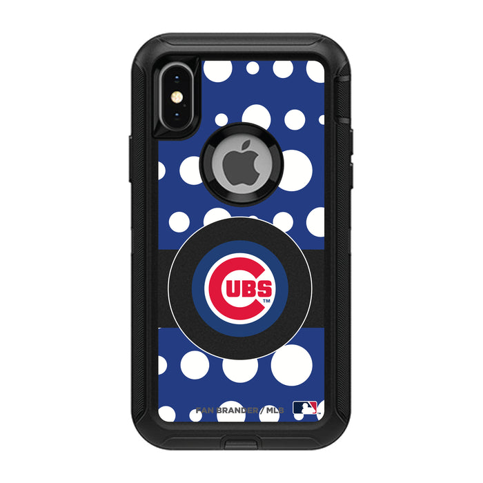 OtterBox Black Phone case with Chicago Cubs Primary Logo and Polka Dots Design