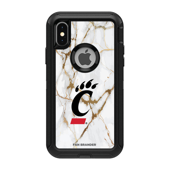 OtterBox Black Phone case with Cincinnati Bearcats White Marble Background