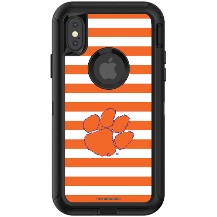 OtterBox Black Phone case with Clemson Tigers Tide Primary Logo and Striped Design