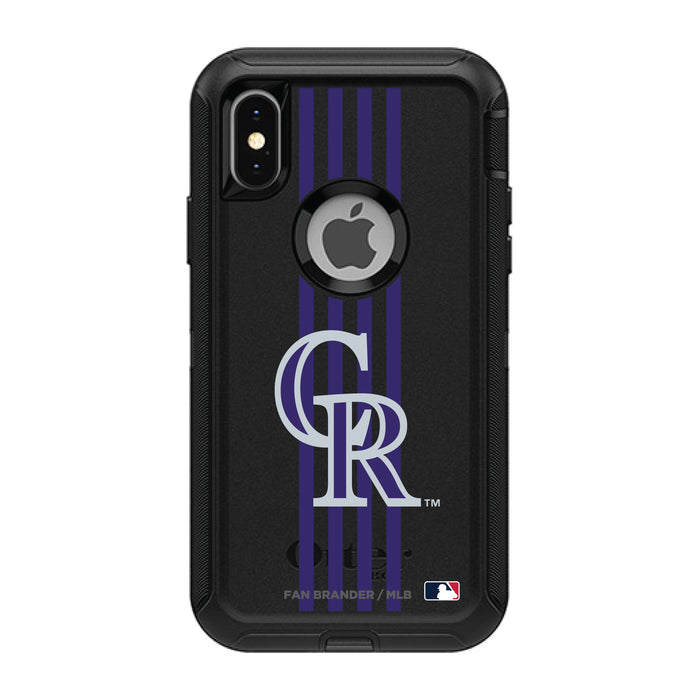 OtterBox Black Phone case with Colorado Rockies Primary Logo and Vertical Stripe