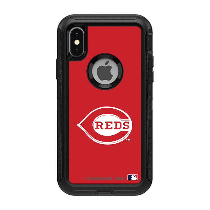 OtterBox Black Phone case with Cincinnati Reds Primary Logo and Team Background