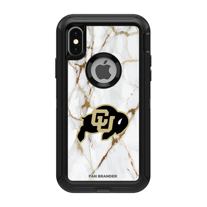 OtterBox Black Phone case with Colorado Buffaloes White Marble Background