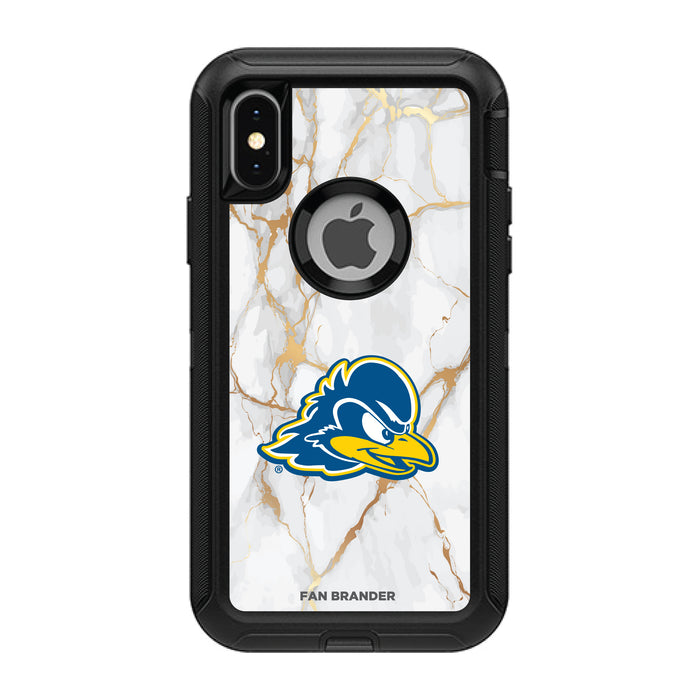 OtterBox Black Phone case with Delaware Fightin' Blue Hens White Marble Background