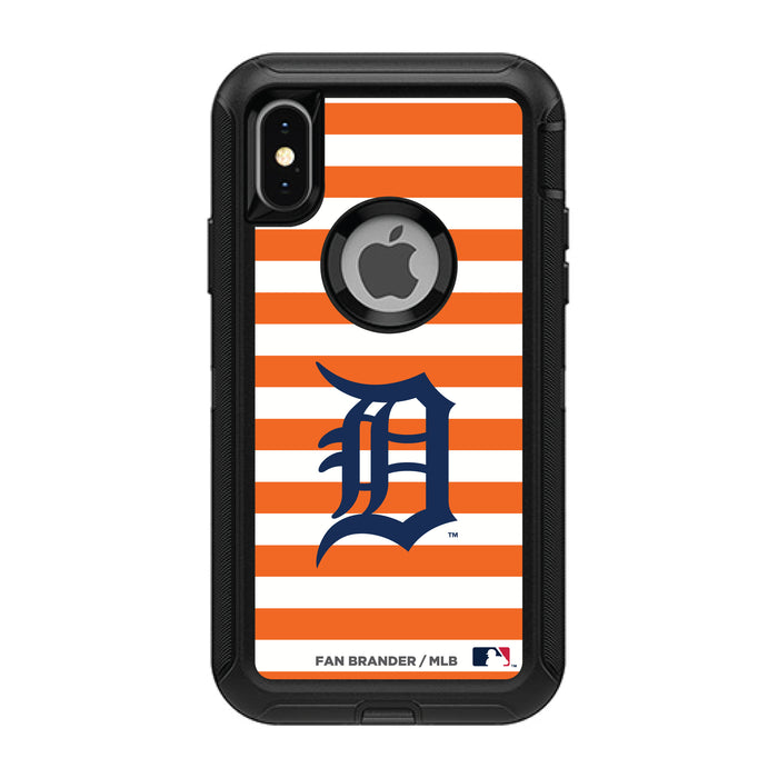 OtterBox Black Phone case with Detroit Tigers Primary Logo and Striped Design