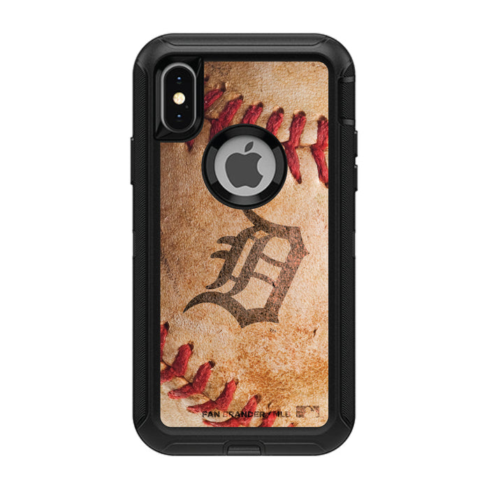 OtterBox Black Phone case with Detroit Tigers Primary Logo and Baseball Design