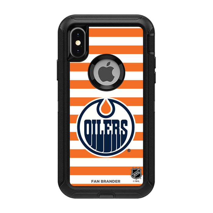 OtterBox Black Phone case with Edmonton Oilers Primary Logo and Striped Design