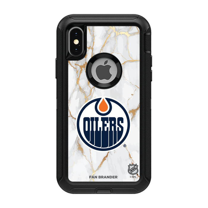 OtterBox Black Phone case with Edmonton Oilers White Marble design