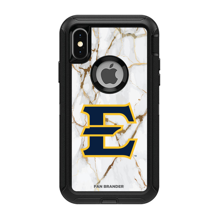 OtterBox Black Phone case with Eastern Tennessee State Buccaneers White Marble Background