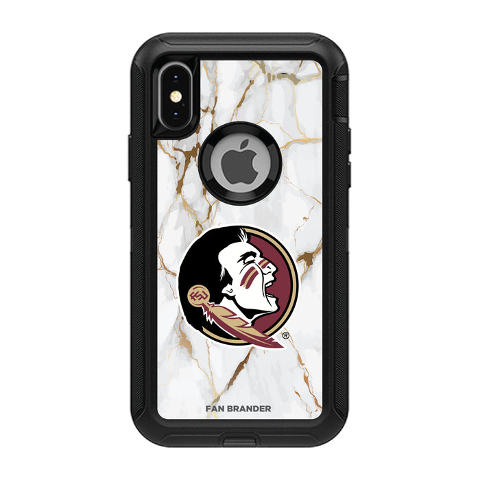 OtterBox Black Phone case with Florida State Seminoles Tide White Marble Background