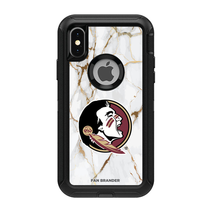 OtterBox Black Phone case with Florida State Seminoles White Marble Background