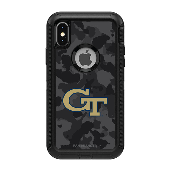 OtterBox Black Phone case with Georgia Tech Yellow Jackets Urban Camo Background