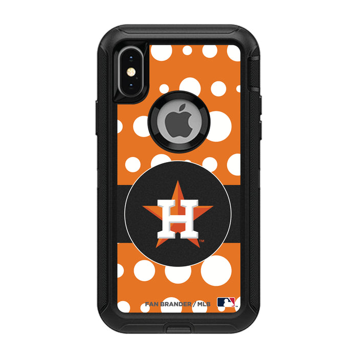 OtterBox Black Phone case with Houston Astros Primary Logo and Polka Dots Design