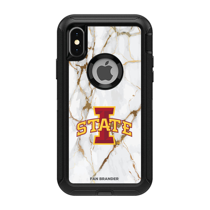 OtterBox Black Phone case with Iowa State Cyclones Tide White Marble Background