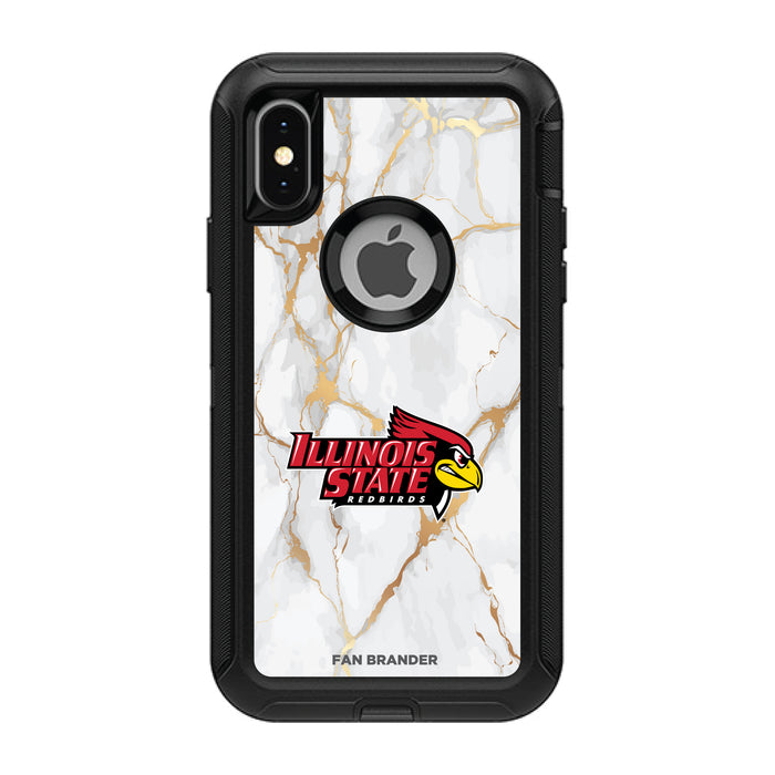 OtterBox Black Phone case with Illinois State Redbirds White Marble Background