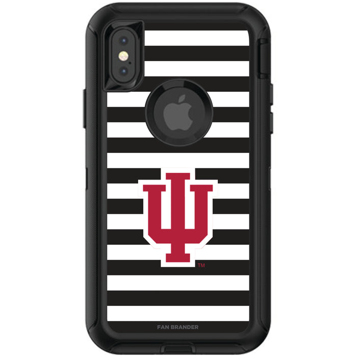 OtterBox Black Phone case with Indiana Hoosiers Tide Primary Logo and Striped Design