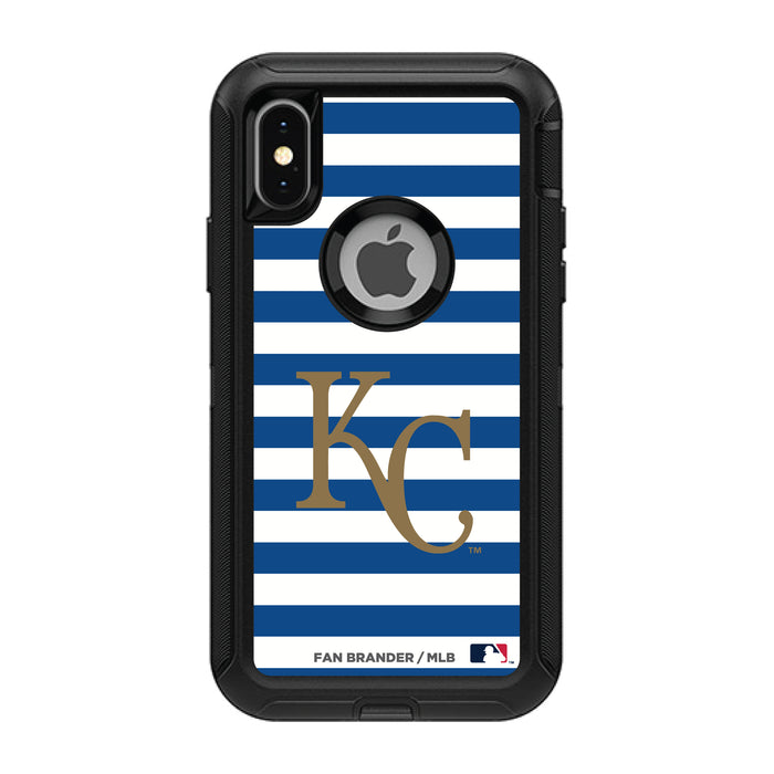OtterBox Black Phone case with Kansas City Royals Primary Logo and Striped Design