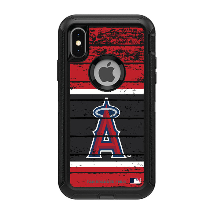 OtterBox Black Phone case with Los Angeles Angels Primary Logo on Wood Design