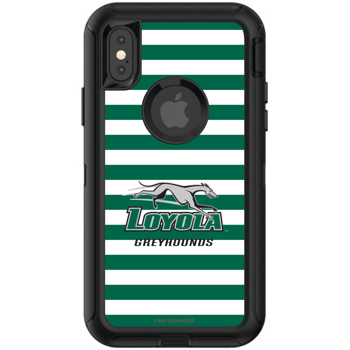 OtterBox Black Phone case with Loyola Univ Of Maryland Hounds Tide Primary Logo and Striped Design