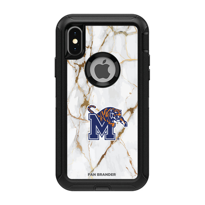 OtterBox Black Phone case with Memphis Tigers Tide White Marble Background