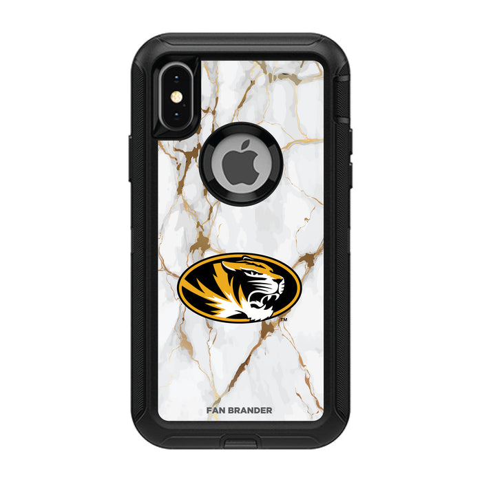 OtterBox Black Phone case with Missouri Tigers Tide White Marble Background