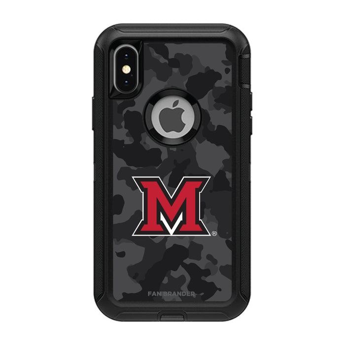 OtterBox Black Phone case with Miami University RedHawks Urban Camo Background