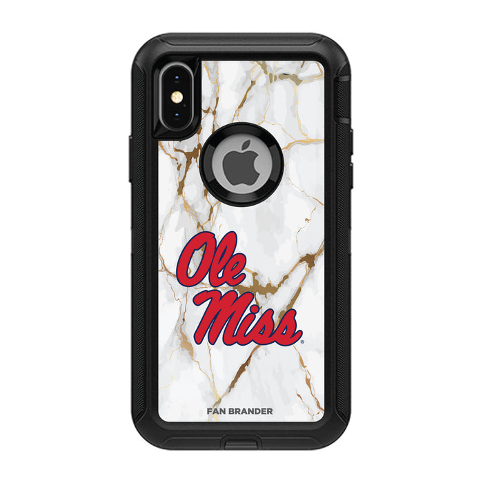 OtterBox Black Phone case with Mississippi Ole Miss Tide White Marble Background