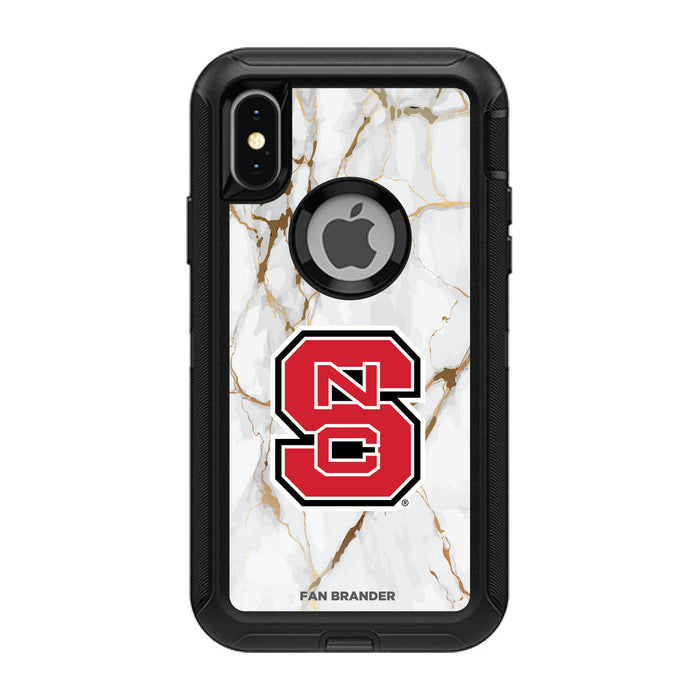 OtterBox Black Phone case with NC State Wolfpack Tide White Marble Background