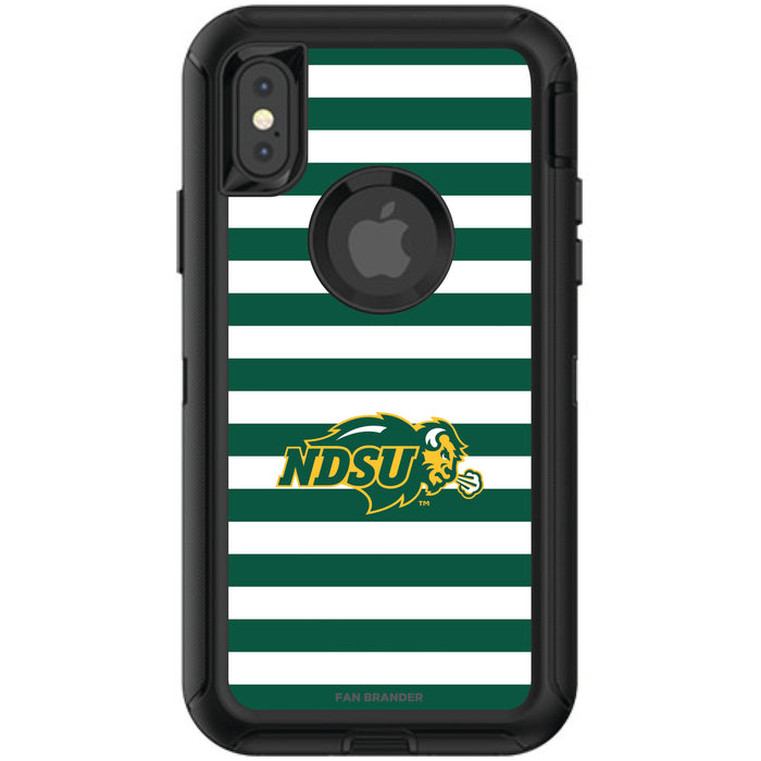 OtterBox Black Phone case with North Dakota State Bison Tide Primary Logo and Striped Design