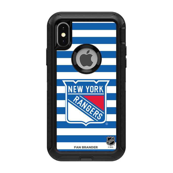 OtterBox Black Phone case with New York Rangers Primary Logo and Striped Design
